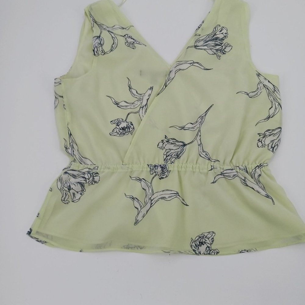 WOMENS BANANA REPUBLIC PETITE SMALL YELLOW FLORAL TOP - Picture 12 of 14